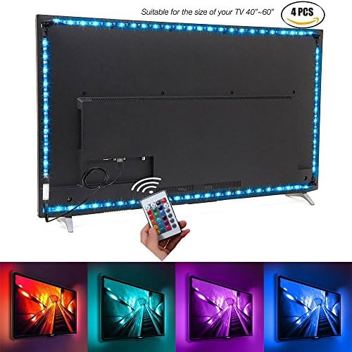 Led Strip Light TV Backlight 6.56ft for 40-60in TV, Gontic RGB Neon Accent USB HDTV PC Light Strips 16 Colors 5050 Leds Bias Lighting with Remote Control