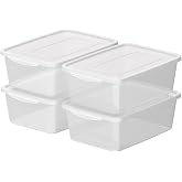 Knifefish 14 L Dough Proofing Container with Lid, 4-Pack Dough Rising Box | For Bread, Pizza, Clear