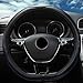 ZATOOTO D Shaped Steering Wheel Cover - Leather Flat Bottom Black Blue D Cutting Steering Wheel Cover Women's Men's Universal 15 Inch Breathable Massage Non Slip Design For Better Grip 131D Black Blue