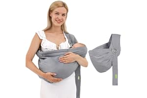 SHSYUE Baby Carrier & Wraps - Soft Adjustable Ring Sling for Newborns & Infants, Breathable Multi-Functional Sling for Mom & Dad Support, Babies Under 36lbs - Grey