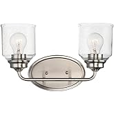 Maxim Acadia-Bath Vanity Light-Bell Shaped Glass Shades-10.5 inches high-Satin Nickel Finish-2 Bulb Count