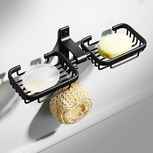 Double soap dish wall mounted soap holder/tray for bathroom shower/bath/kitchen sink,matte black