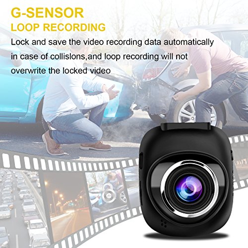 Car Dash Cam / Dash Camera, CarPuride Mini FHD 1080p Dashboard Camera Car DVR Video Recorder with Night Vision, 168°Wide Angle, G-sensor, Loop Recording, Motion Detection - Thumbnail 2
