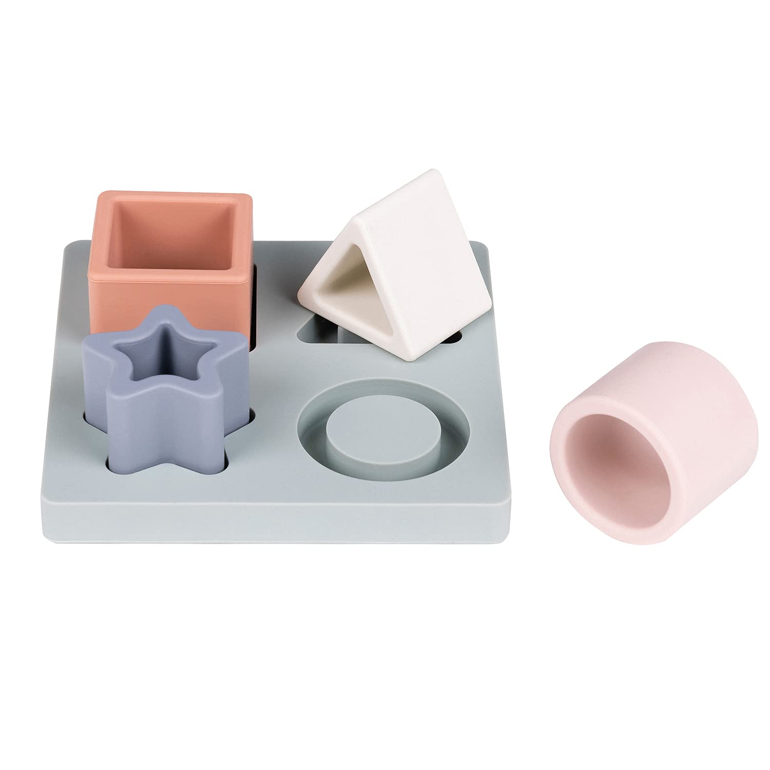 Nattou Silicone Toy Shapes, 5 Piece Motor Toy for Toddlers, BPA Free, Silicone, Sand