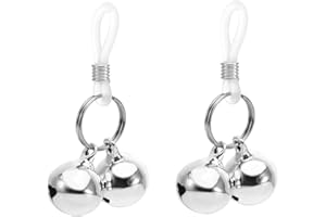 Niaspi Sexy Fake Nipple Rings Silver Jingle Bell Non Piercing Nipple Rings Adjustable Nipple Noose Dangle Nipplerings Non-Pie