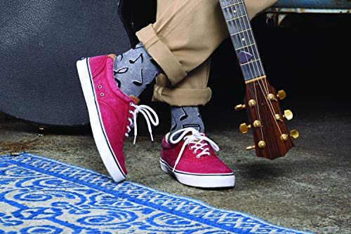 K. Bell Men's Ears Novelty Crew Socks, Music Notes (Charcoal), Shoe Size: 6-12 - Thumbnail 2