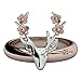 Deer Antler Ring Vintage Cute Big Statement Two Tone Flower Gold Roe Rings for Women(385,8)