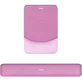 MOSISO Wrist Rest Support for Mouse Pad&Keyboard Set, Rectangular Ergonomic Mousepad Non-Slip Base Home/Office Pain Relief&Easy Typing Pad with Neoprene Cloth&Raised Silicone Lining, Rose Red