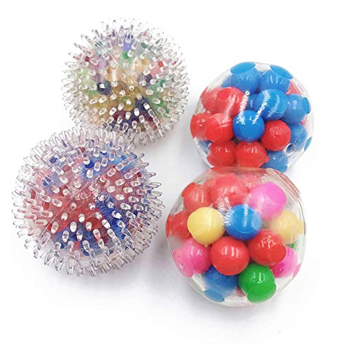 Squishy Rainbow Stress Ball Fidget Toy with DNA Colorful Beads Inside Relieve Stress Anxiety