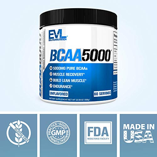 Evlution EVL BCAAs Amino Acids Powder BCAA Powder Post Workout Recovery Drink and Stim Free