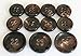 YCEE 11 Pieces Genuine Natural Brown Horn Blazer & Suits Button Set - Wide Tip Rim - For Blazer, Sport Coat, Uniform, Jacket