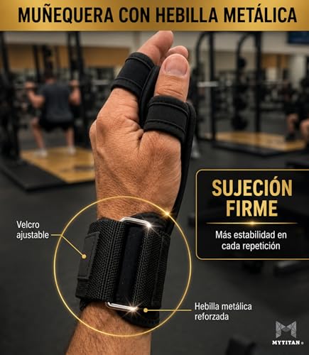 MYTITAN Men's Women's Open Gym Gloves | Wrist Strap with Metal Buckle | Crossfit Calisthenics Pull Up Weights | Non-Slip Silicone Grip | Full Pack S M L