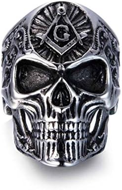 New Mens Skull Free-Mason Silver Fashion Jewelry Masonic Gold Sign Finger Rings By Wat (11)