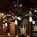 Industrial Vintage Retro Linear Chandelier - LITFAD 35'' Wide Edison Metal Hanging Ceiling Light Gorgeous Pendant Light Island Light Fixture Black Finish with 3 Lights
