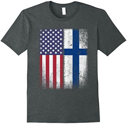 Mens American Finnish Flag T-shirt Finland Heritage Suomi Pride XL Dark Heather