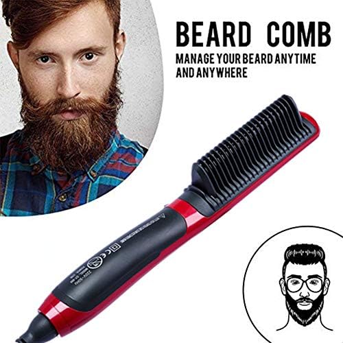 peine Men Quick Beard Straightener Comb Multifunctional Electric Hair Curling Curler Show Cap Tool LED Display Anti-Scald Ceramic Comb Ionic Hair Brush for All Hair Types