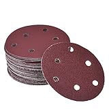 eBoot 50 Pieces 12.5 cm/ 5 Inch Hook and Loop Sandpaper Sanding Discs Pads 40/ 60/ 80/ 100/ 120/ 180/ 240/ 320/ 400/ 800 Assorted Grits 6-Holes