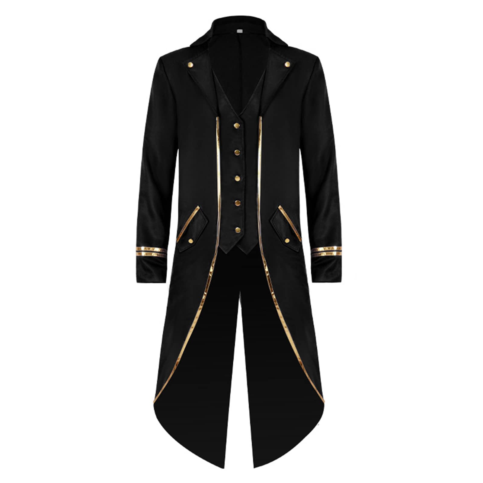 TSIRNK Men Tailcoat Steampunk Costume Gothic Medieval Costume Coat Halloween Costumes for Men (Black, L)