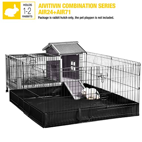 Aivituvin Rabbit Hutch Indoor Bunny Cage Outdoor Bunny House with Wire Floor Leakproof Plastic