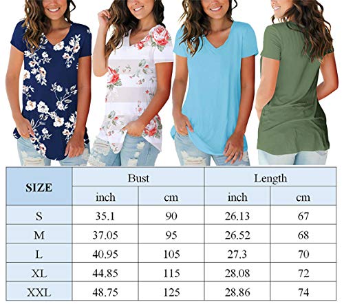 Plus Size Women's T Shirt Blouses Short Sleeve Tops V Neck Summer Basic T Shirts - Thumbnail 4