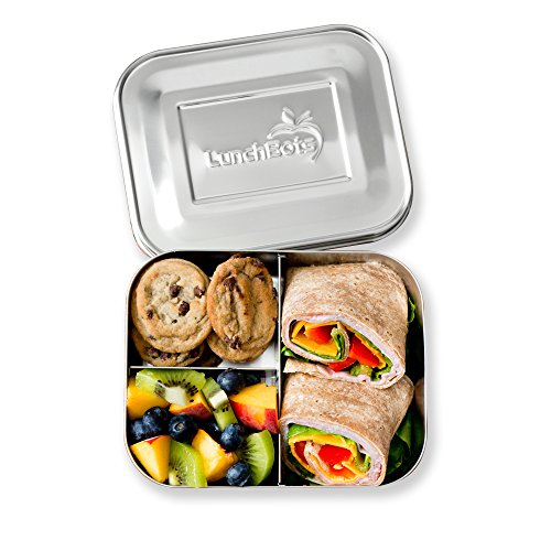 LunchBots Medium Trio II Snack Container Divided Stainless Steel Food