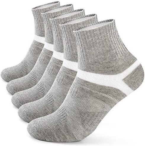 Men's Athletic Socks Cotton Quarter Sock 5 Pairs Mens Sports Sock Everyday for Outdoor Running Walking Hiking