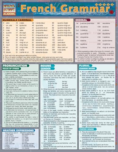 French Grammar A Quickstudy Laminated Reference Guide In Oman Whizz