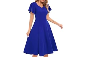HomRain Wedding Guest Dresses for Women Vintage Short Sleeves Casual Fit and Flare Cocktail Formal Dress for Tea Party