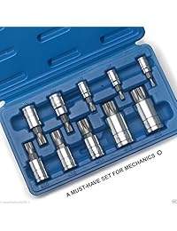 J&R Quality Tools XZN - Juego de llaves de vaso triple cuadradas, acero S2, juego de 10 piezas