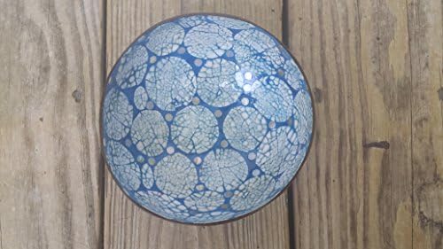 A11 - Coconut Bowl with Eggshell and Seashell inlaid (Blue &amp; White)