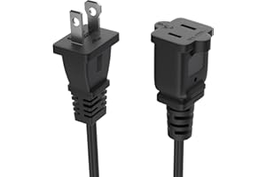 LBSC US 2 Prong Extension Cords 3 Ft Extension Cord 2 Outlet Black Extension Cord Cable 125v 10a Male to Female Power Cord for Nema 1-15p to 1-15r