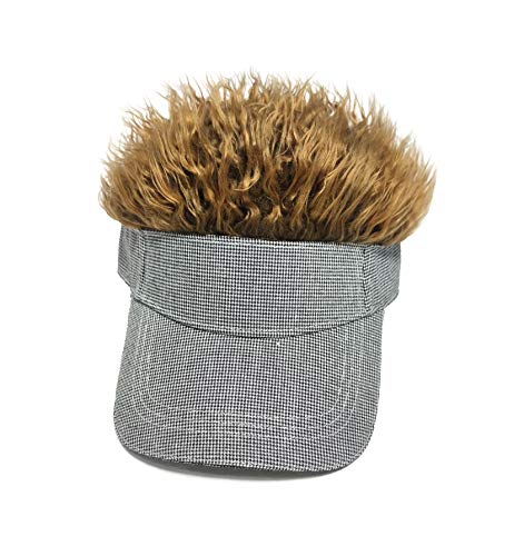 Men\'s Novelty Flair Hair Visors Spiked Funny Golf Hats Guy Fieri Peaked Fake Wig Adjustable Baseball Caps Birthday Gift