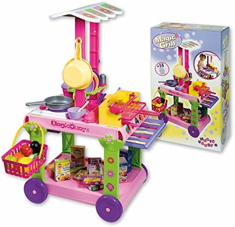 Pretend Play kids kitchen set- Trolley W/ 58 Pc Accessories Kit - Made In Italy