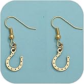 Gold Plated Horseshoe Dangle Earring for Women Western Cowboy Earrings