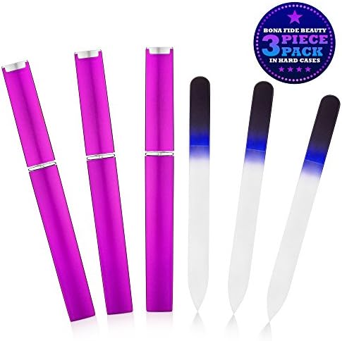 Glass Nail File Manicure Set, Nail Care Manicure Tools for Gentle, Smooth Filing - Bona Fide Beauty Genuine Czech Glass