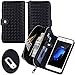Urvoix iPhone 7 Plus / 8 Plus Case, Woven Skin Leather Zipper Wallet Detachable / Separable Magnetic Back Shell Cover / Hand Strap, Card Slots for iPhone 7 Plus / 8 Plus(5.5-inches Version) Black