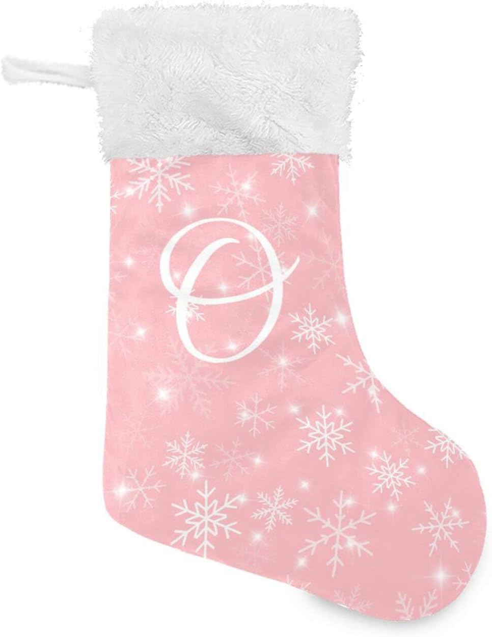 Stockings & Holders - DOMIKING Letter O Pink Large Christmas Stockings 1 Pack 17.1 Inches Fireplace Hanging Stocking Ornaments Xmas Decoration for Party Family Decor