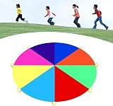 Dimoxii 13.1 ft Rainbow Parachute with 20 Handles for Kids Gym Class view 9