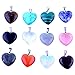 Heart Pendants 20pcs Small Love 0.63inch Charms Crystal Heading Chakra Stone Pendants for Necklace Earring Jewelry Making
