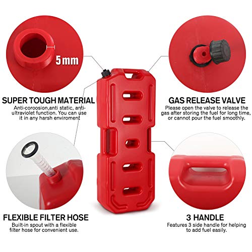 Gas Can, AAIWA 5.28 Gallon Portable Spare Fuel Oil Petrol Diesel Gas Storage Tank for Off Road Car SUV ATV Motorcycle, 20L - Thumbnail 2