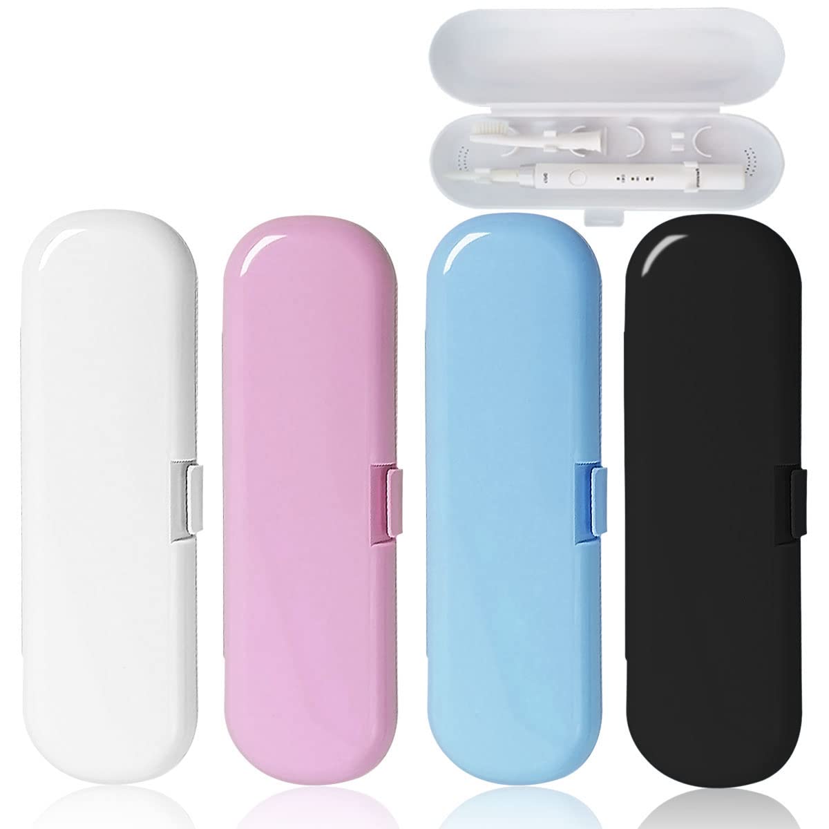Forreen Electric Toothbrush Travel Case, 4 Pieces Electrical Toothbrush Case Plastic Portable Colorful Sturdy Durable Electric Toothbrush Box for Work Business Travel