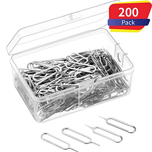 200 Pack Sim Card Tray Eject Pin Ejector Removal Tool for iPhone X, 8 Plus, 8, 7 Plus, All Other iPhone Models, iPads, iPods, Samsung Galaxy Note/S/Edge/J Series, HTC Phone Models (200 Pack)