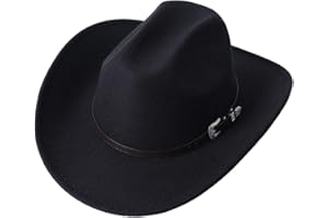 GRNUS Men Women Wide Brim Western Cowboy Cowgirl Hats with Buckle Belt