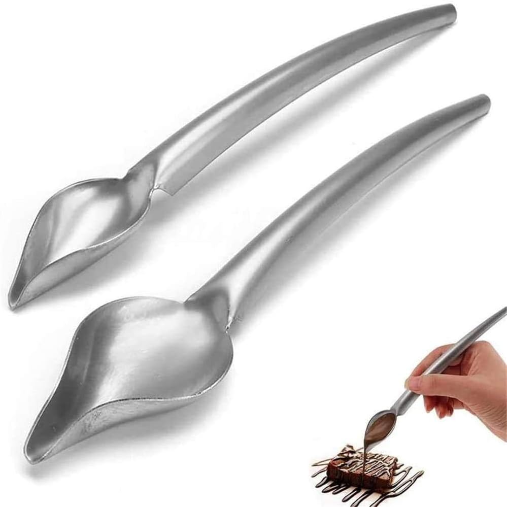 2 SetChefvalon Sauce Plating Art Pencil,Painting Spoon Stainless Steel