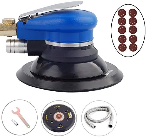 6" Air Random Orbital Palm Orbit Sander 150mm Dual Action Vacuum + 10 Sandpapers