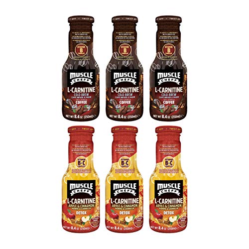 cold brew coffee with l-carnitine Muscle Cheff Drinks and Apple & Cinnamon Detox Variety Pack 8.4 oz x 6 Bottles in Kenya igf-1 Double Strength L-Theanine with Mix It Up Size:10/10mg