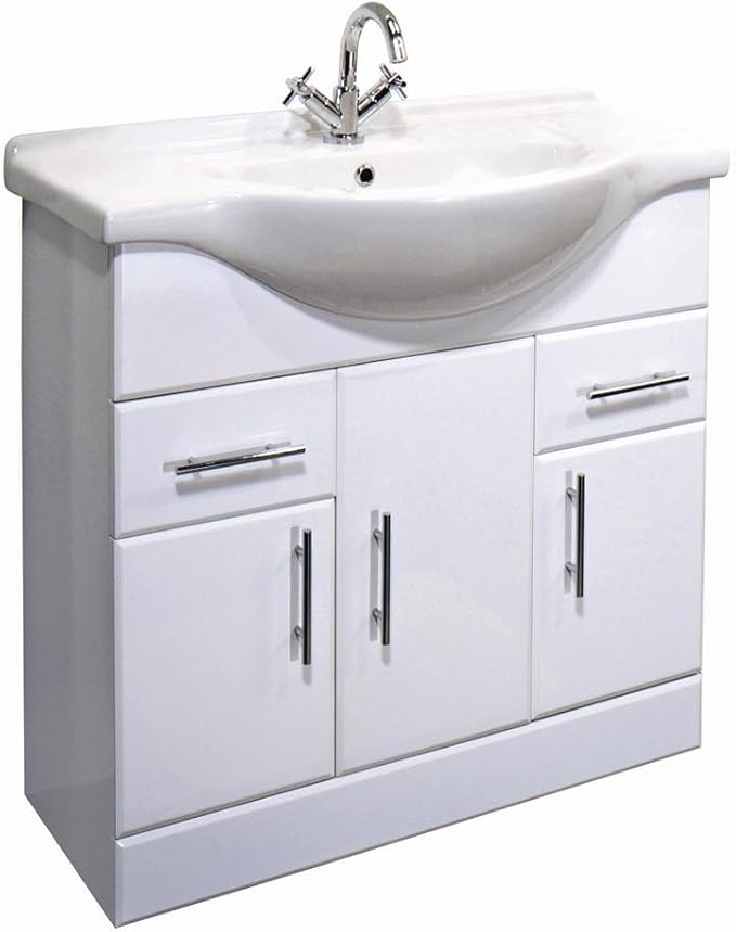 Arcadia 750mm White Gloss Bathroom Vanity Unit & Basin Amazon.co.uk