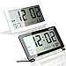 Multifunction Silent LCD Digital Large Screen Travel Desk Electronic Alarm Clock, Date/Time/Calendar/Temperature Display, Snooze, Folding (White+Silver)