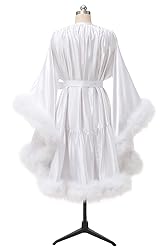 Yexinbridal Tulle Feather Fur Bridal Sheer Robe