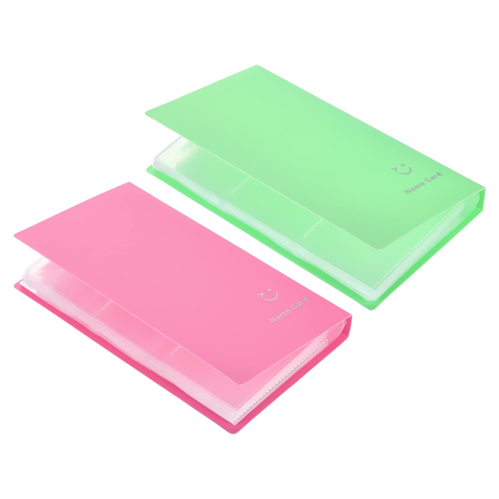PATIKIL Business Card Holder, 2 Pack Plastic Portable Cards Binder Book Photocard Organizer 240 Pockets for Cards Storage, Pink/Red, Yellow/Green